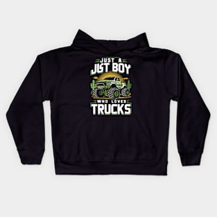 Just a Boy Who Loves Trucks: Monster Truck Enthusiast Kids Hoodie